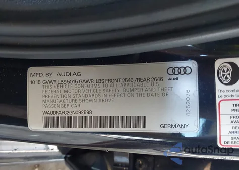 2016 Audi A6 2.0T Premium Plus from USA, damaged, VIN WAUDFAFC2GN092598